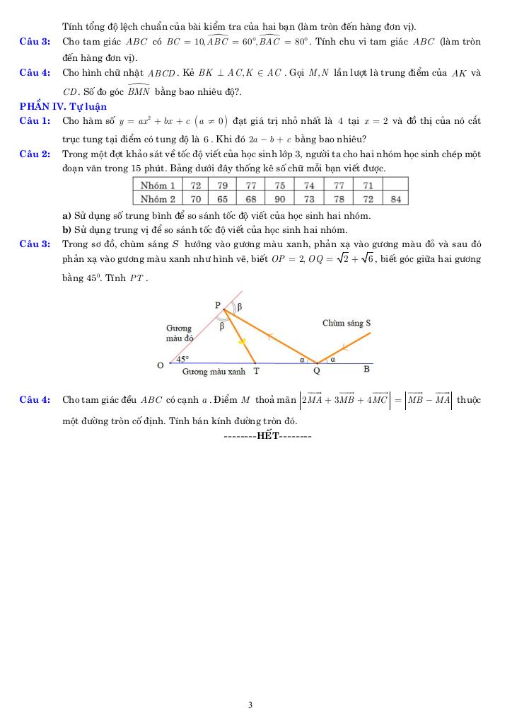 05 đề ôn tập cuối kỳ 1 toán 10 năm học 2025 – 2026 cấu trúc 3-2-2-3 2