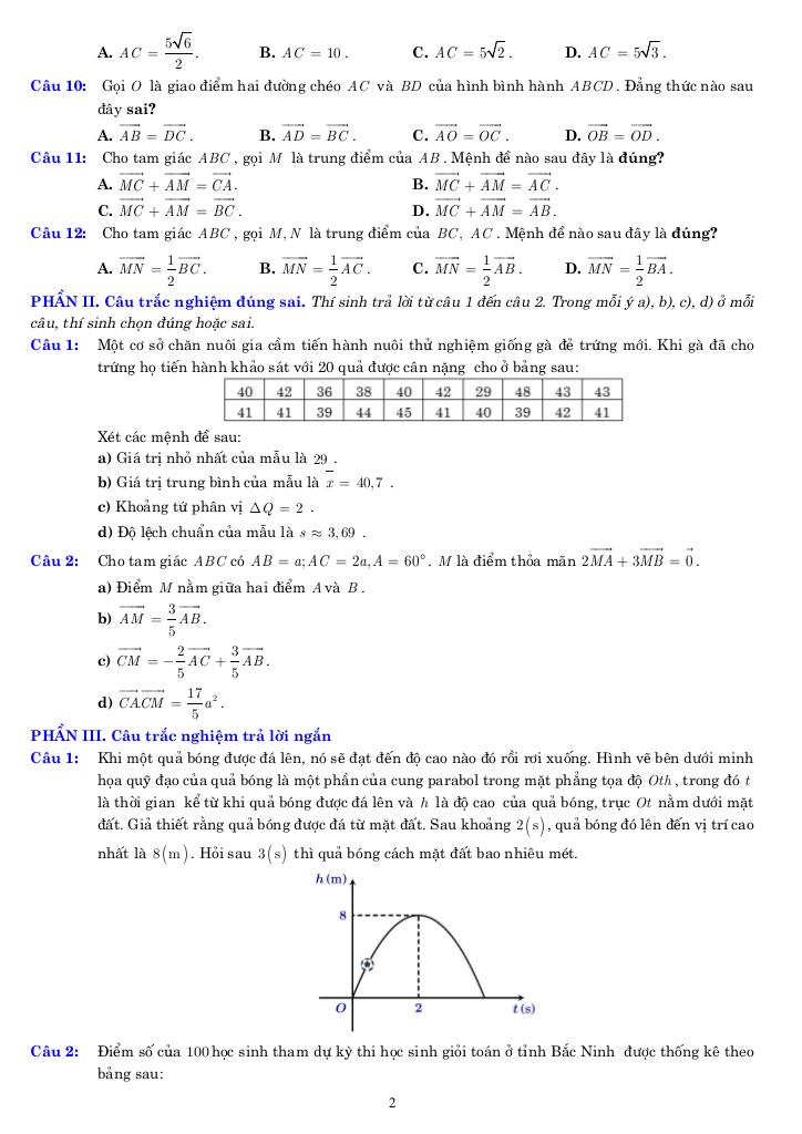 05 đề ôn tập cuối kỳ 1 toán 10 năm học 2025 – 2026 cấu trúc 3-2-2-3 4