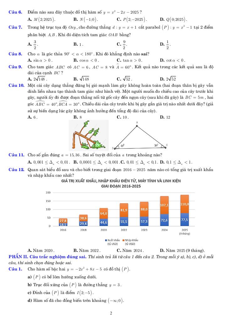 05 đề ôn tập cuối kỳ 1 toán 10 năm học 2025 – 2026 cấu trúc 3-2-2-3 7