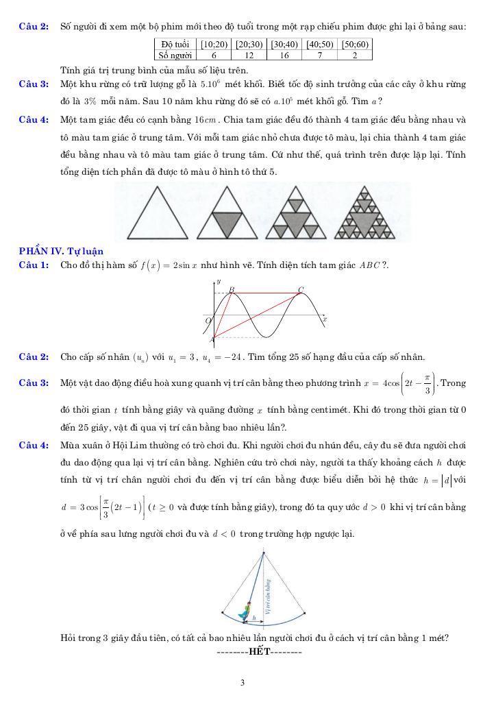05 đề ôn tập cuối kỳ 1 toán 11 năm học 2025 – 2026 cấu trúc 3-2-2-3 8