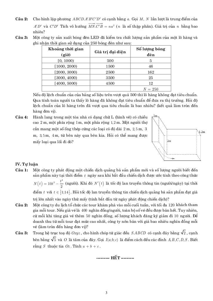 05 đề ôn tập cuối kỳ 1 toán 12 năm học 2025 – 2026 cấu trúc 3-2-2-3 2