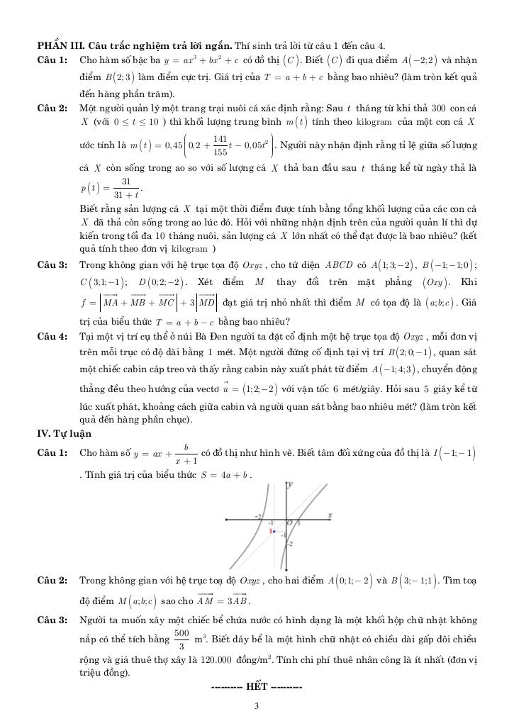 05 đề ôn tập cuối kỳ 1 toán 12 năm học 2025 – 2026 cấu trúc 3-2-2-3 5
