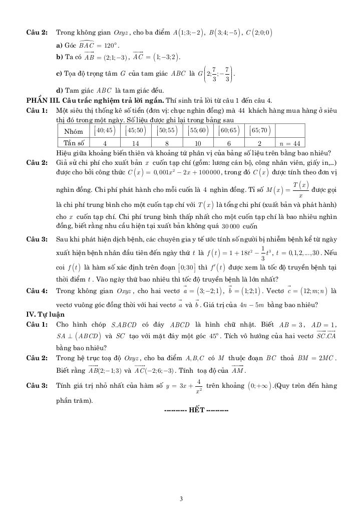 05 đề ôn tập cuối kỳ 1 toán 12 năm học 2025 – 2026 cấu trúc 3-2-2-3 8