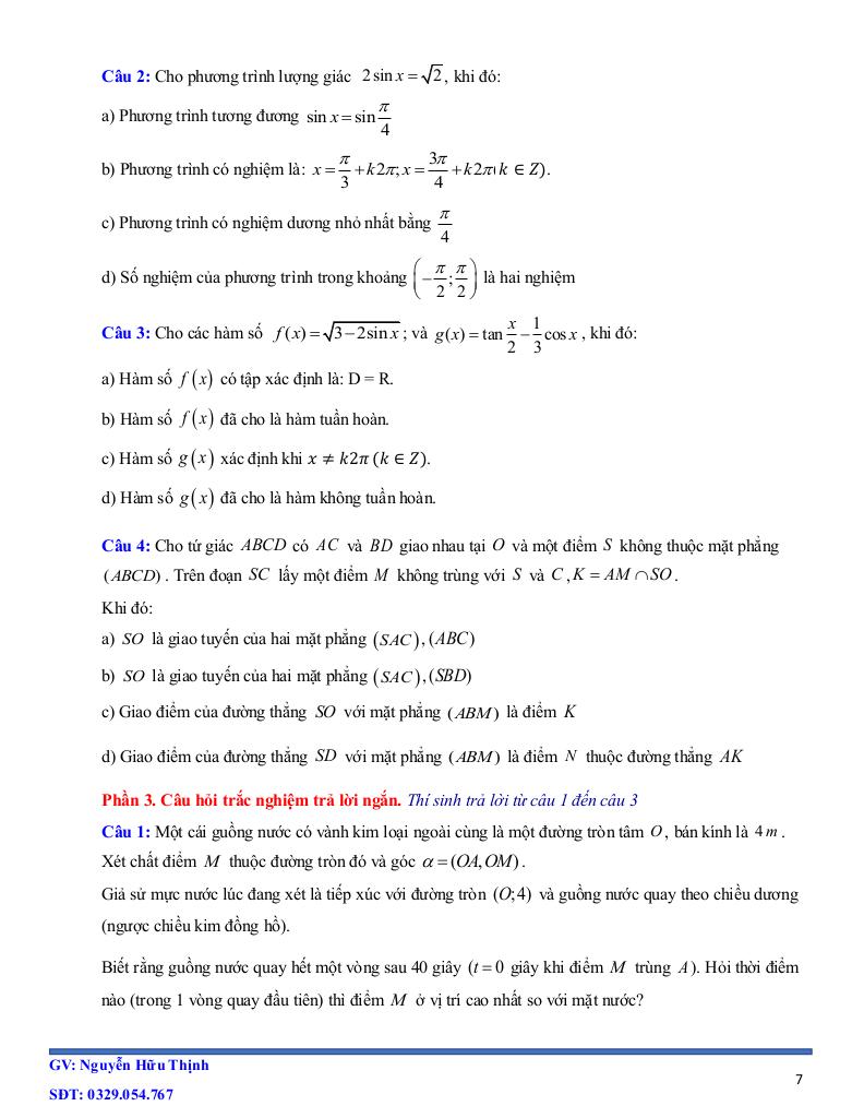 05 đề ôn tập giữa học kì 1 toán 11 năm học 2025 – 2026 – nguyễn hữu thịnh 6