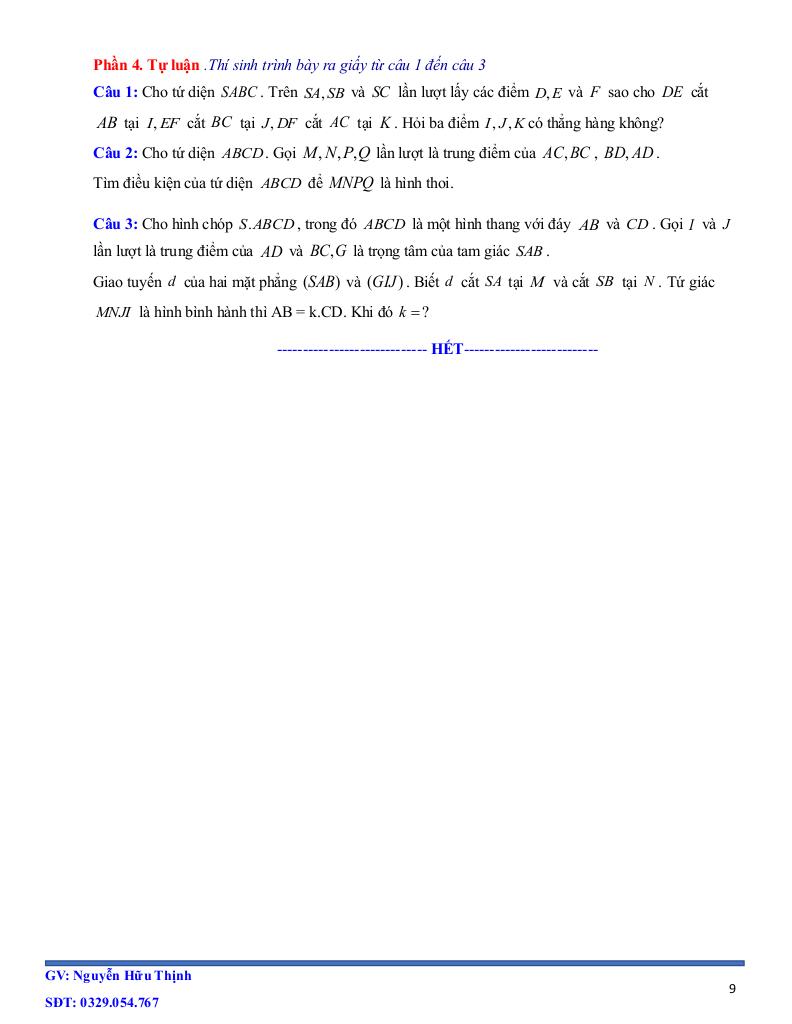 05 đề ôn tập giữa học kì 1 toán 11 năm học 2025 – 2026 – nguyễn hữu thịnh 8