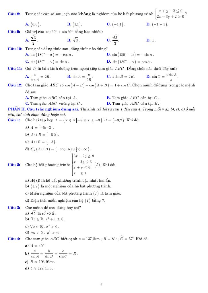 08 đề ôn tập giữa học kỳ 1 toán 10 năm 2025 – 2026 có lời giải chi tiết 1
