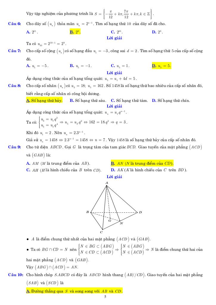 08 đề ôn tập giữa học kỳ 1 toán 11 năm 2025 – 2026 có lời giải chi tiết 4