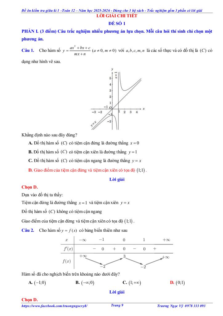 10 đề ôn tập giữa kì 1 toán 12 năm học 2025 – 2026 – trương ngọc vỹ 8