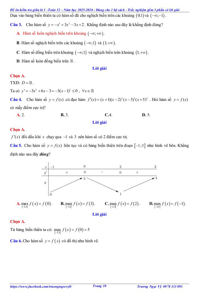 10 đề ôn tập giữa kì 1 toán 12 năm học 2025 – 2026 – trương ngọc vỹ 9