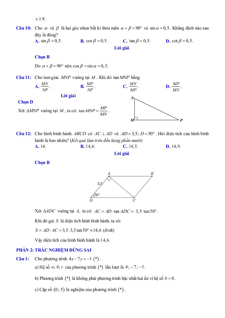 10 đề ôn tập giữa kì 1 toán 9 năm 2025 – 2026 có đáp án và lời giải 7