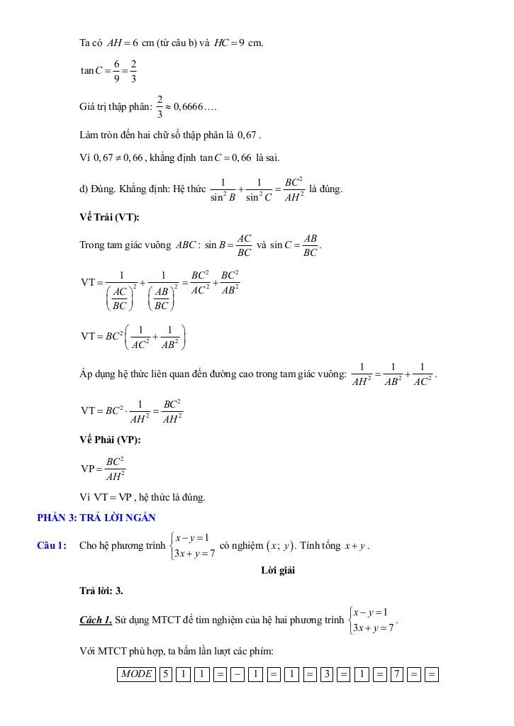 10 đề ôn tập giữa kì 1 toán 9 năm 2025 – 2026 có đáp án và lời giải 9