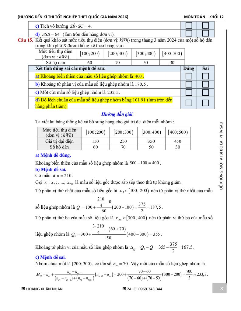 10 đề ôn tập kiểm tra học kì 1 toán 12 năm 2025 – 2026 – hoàng xuân nhàn 8