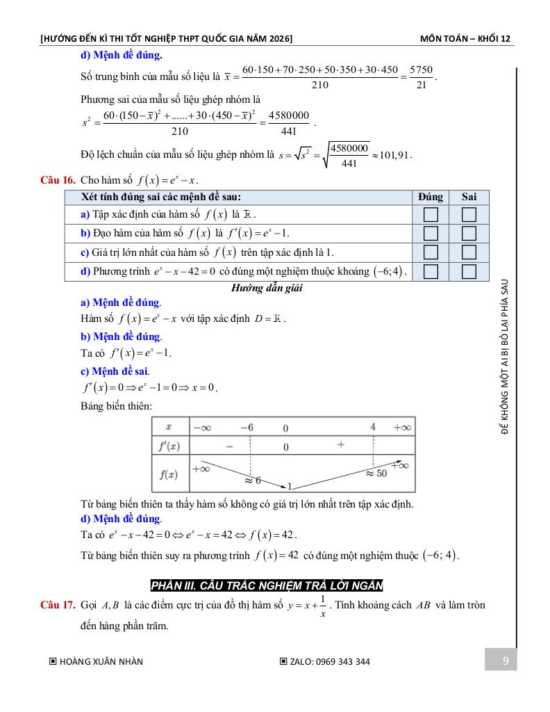 10 đề ôn tập kiểm tra học kì 1 toán 12 năm 2025 – 2026 – hoàng xuân nhàn 9