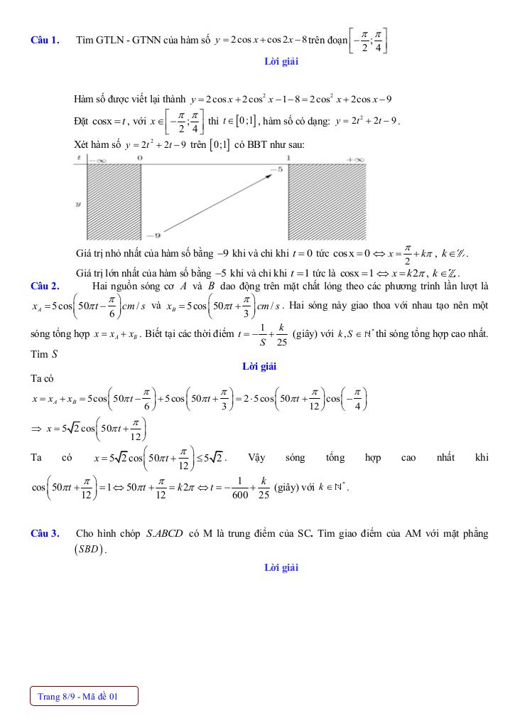10 đề tham khảo giữa học kì 1 toán 11 năm 2025 – 2026 có lời giải chi tiết 9