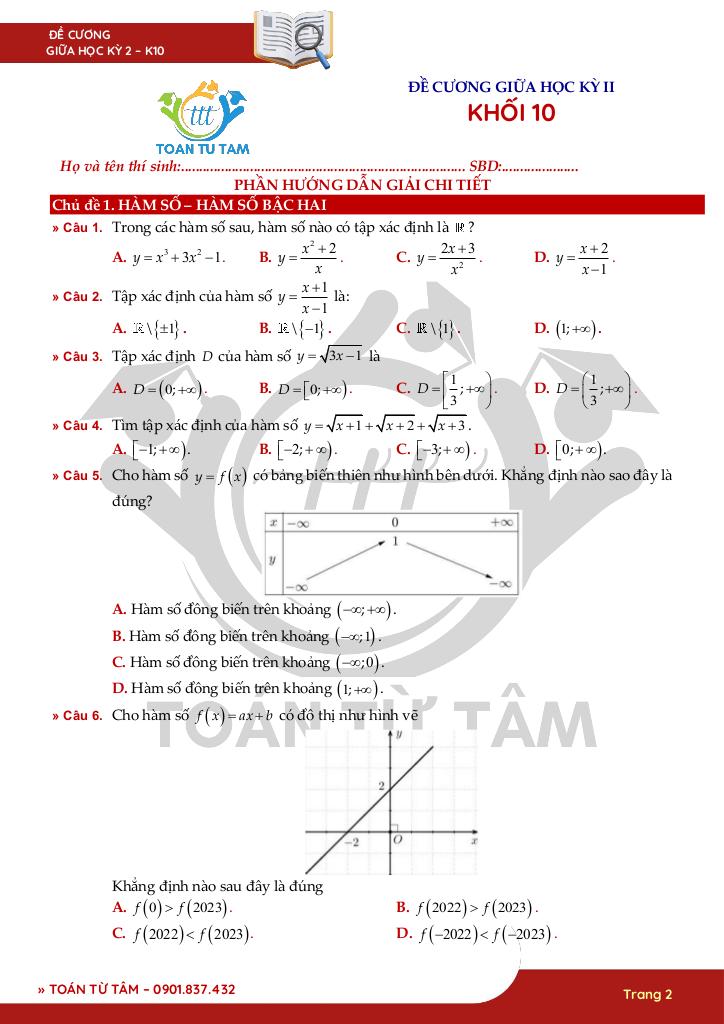 111 câu hỏi ôn tập kiểm tra giữa học kì 2 môn toán 10 2