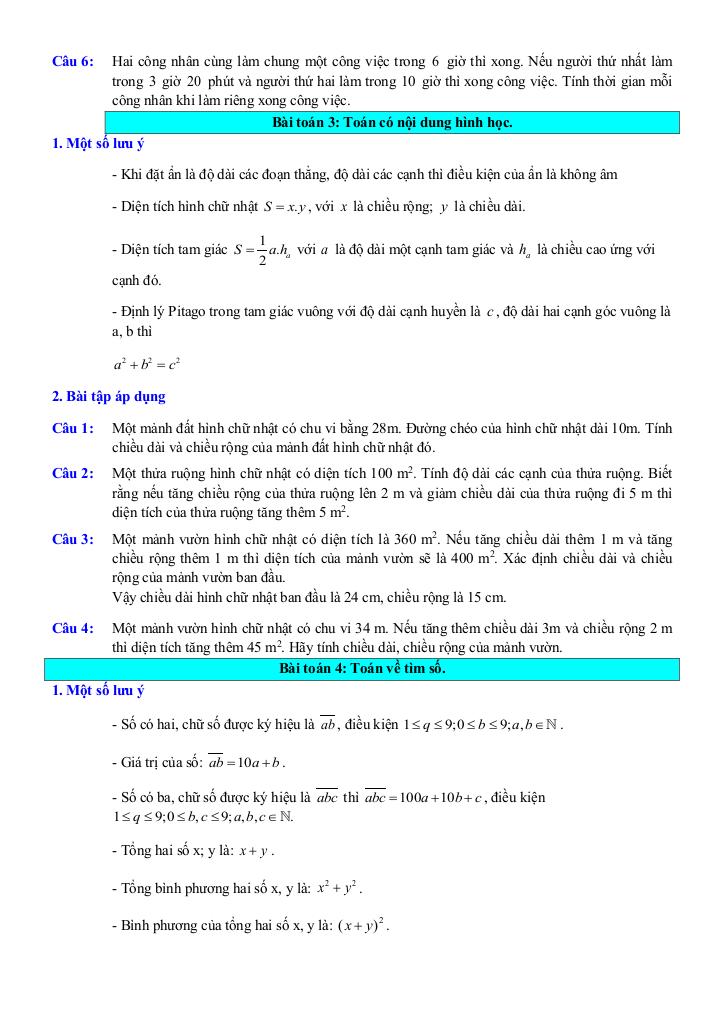 13 chuyên đề ôn thi tuyển sinh vào lớp 10 môn toán 7