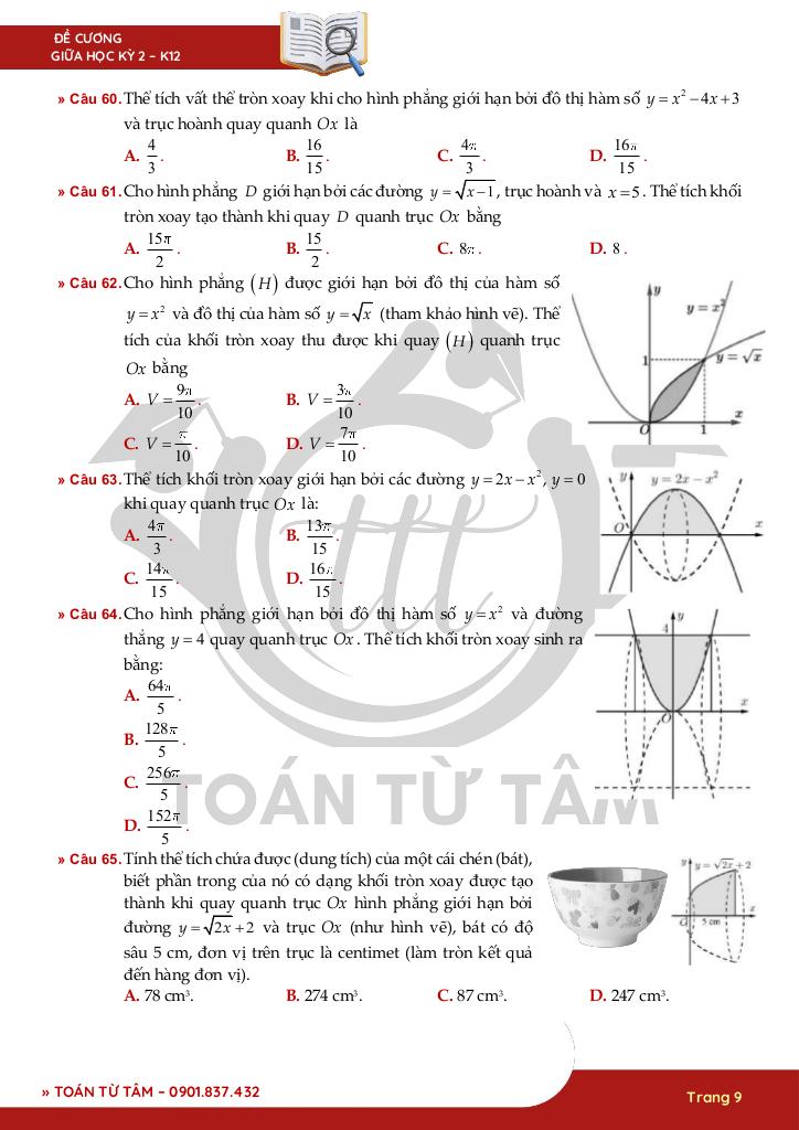 150 câu hỏi ôn tập kiểm tra giữa học kì 2 môn toán 12 9