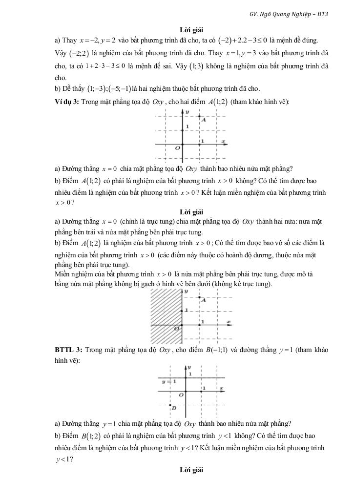 bài giảng bất phương trình và hệ bất phương trình bậc nhất hai ẩn toán 10 1
