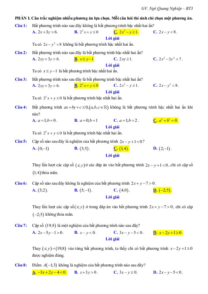 bài giảng bất phương trình và hệ bất phương trình bậc nhất hai ẩn toán 10 3