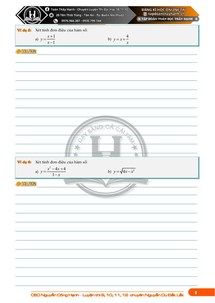 bài giảng môn toán 12 học kì 1 – nguyễn công hạnh 8