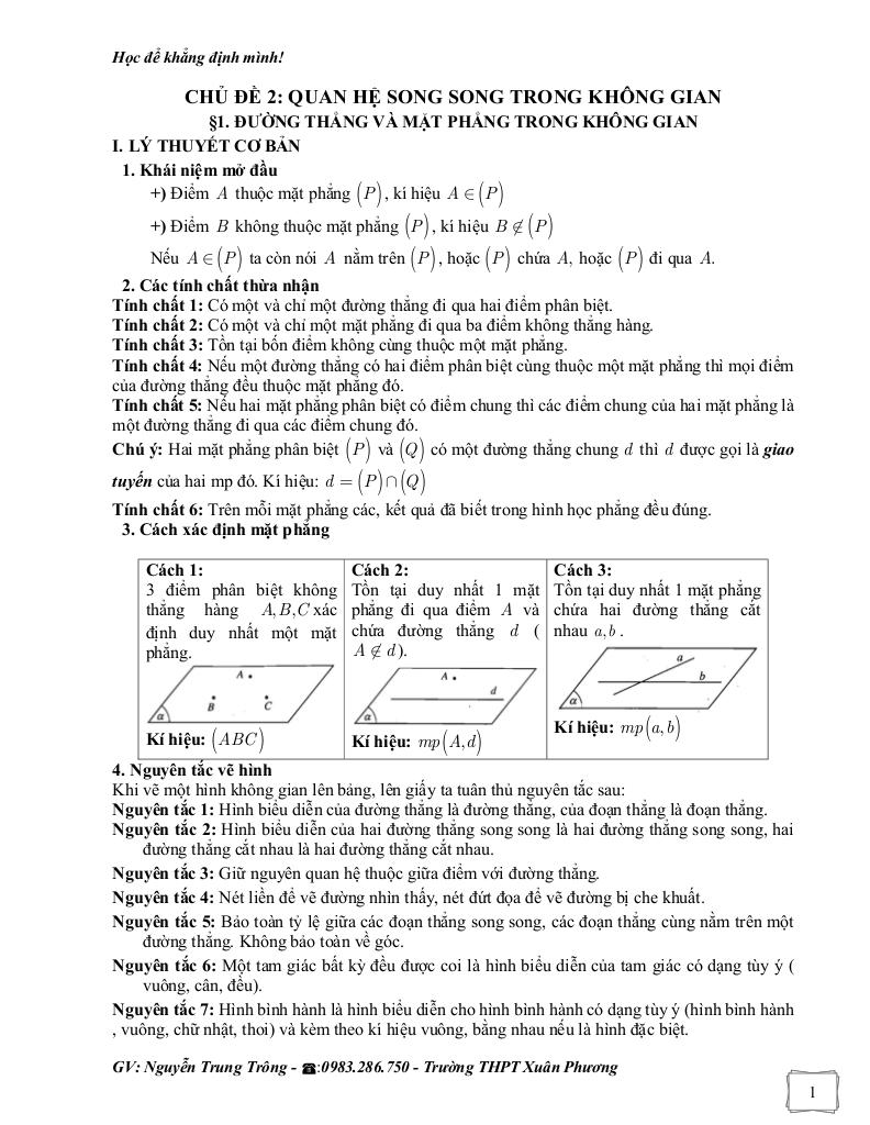 bài tập bổ trợ môn toán 11 chương quan hệ song song trong không gian 1