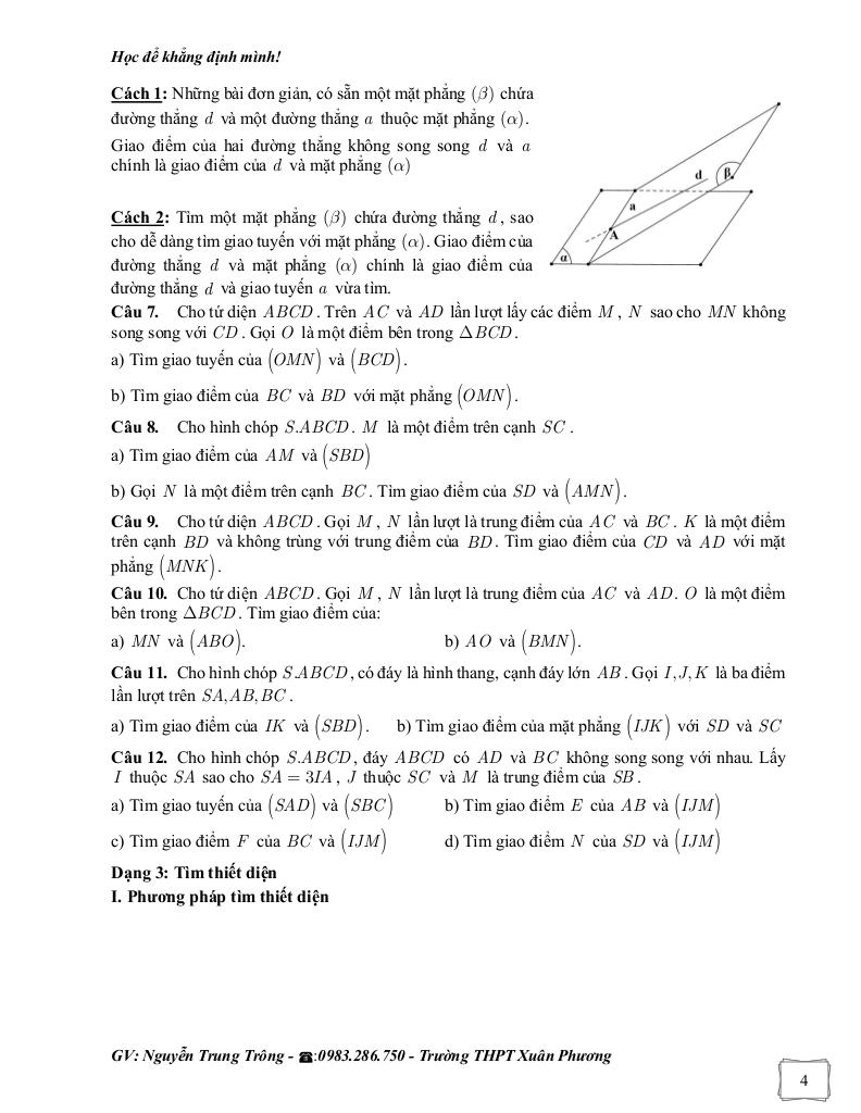 bài tập bổ trợ môn toán 11 chương quan hệ song song trong không gian 4