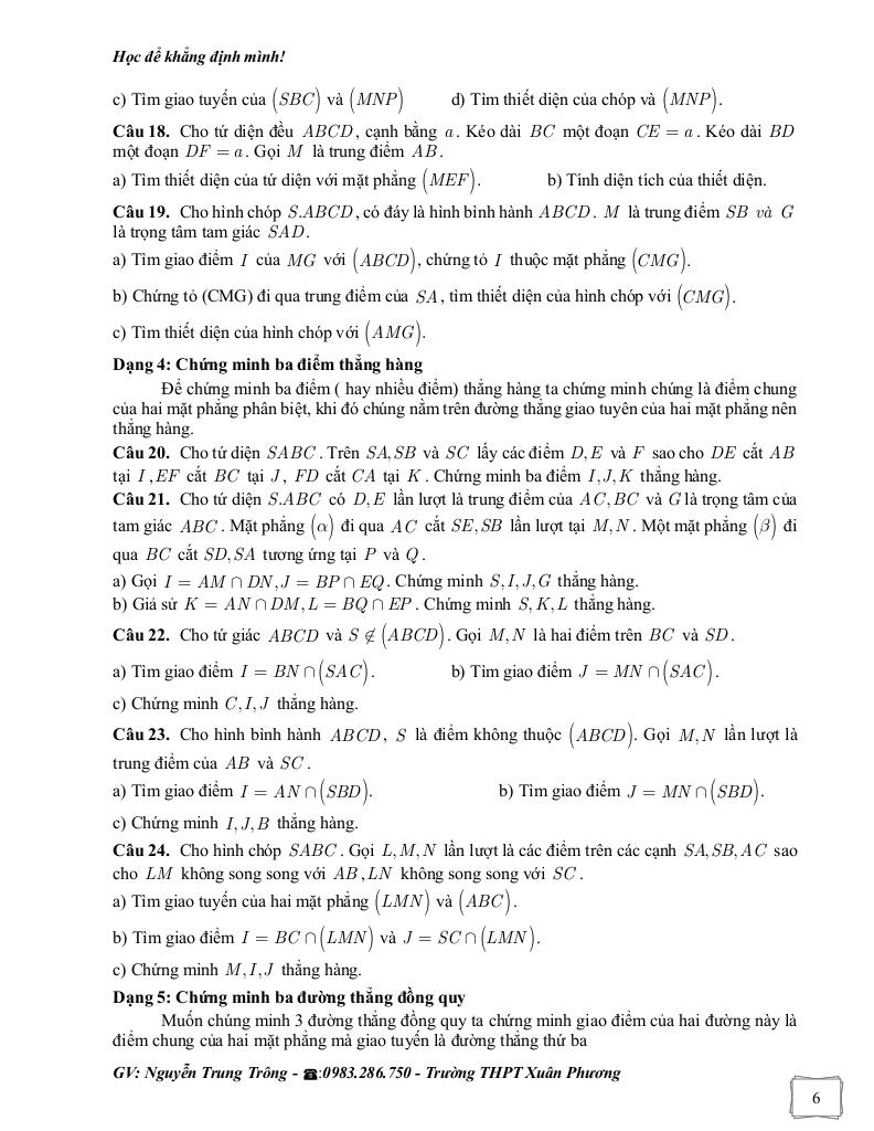 bài tập bổ trợ môn toán 11 chương quan hệ song song trong không gian 6