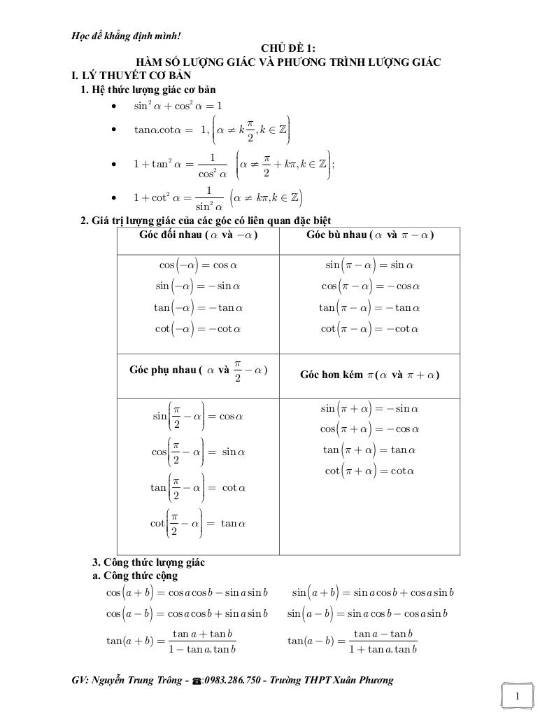bài tập bổ trợ toán 11 chương hàm số lượng giác và phương trình lượng giác 1