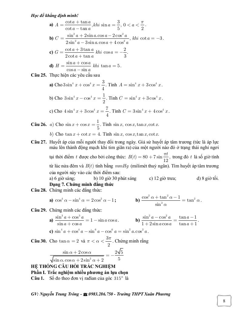 bài tập bổ trợ toán 11 chương hàm số lượng giác và phương trình lượng giác 8
