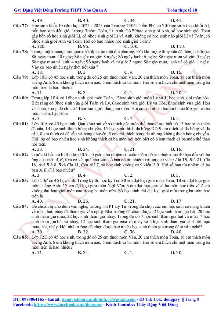 bài tập toán ứng dụng thực tế chuyên đề tập hợp và các phép toán tập hợp 7