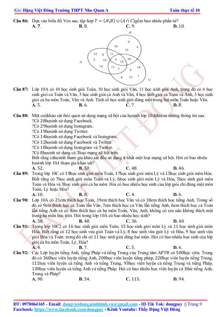 bài tập toán ứng dụng thực tế chuyên đề tập hợp và các phép toán tập hợp 8