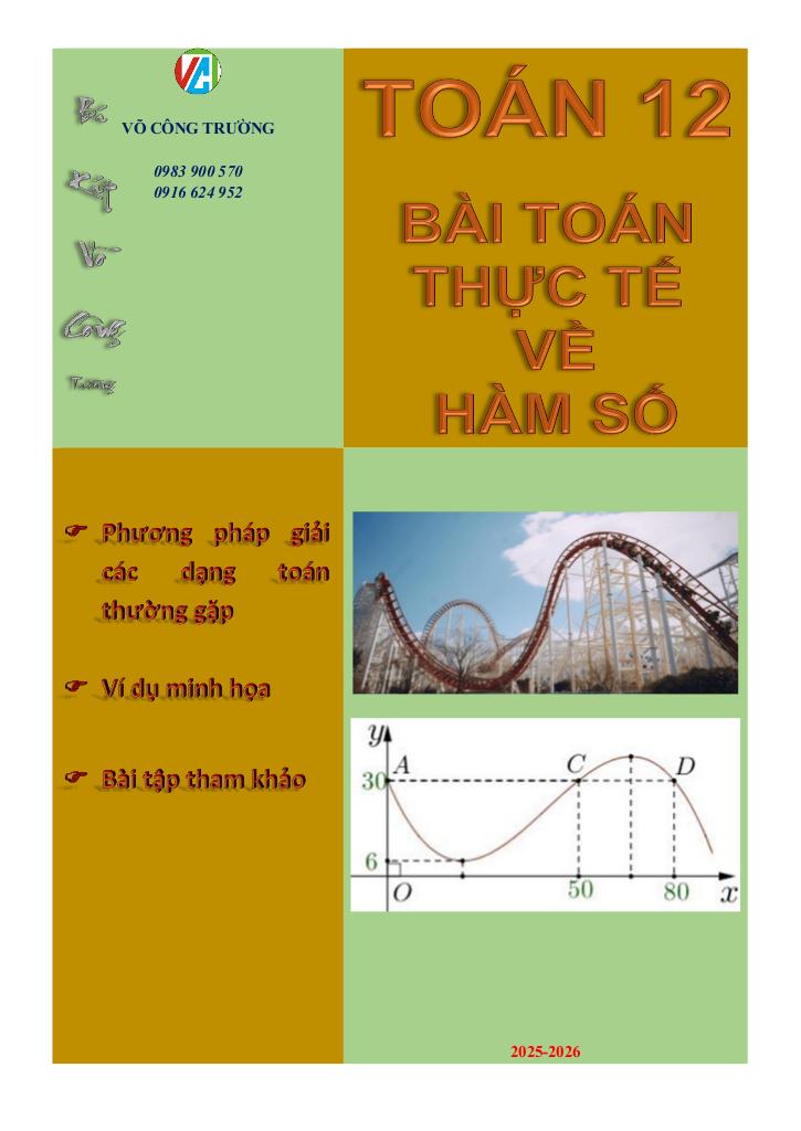 bài toán thực tế về hàm số môn toán 12 – võ công trường 0
