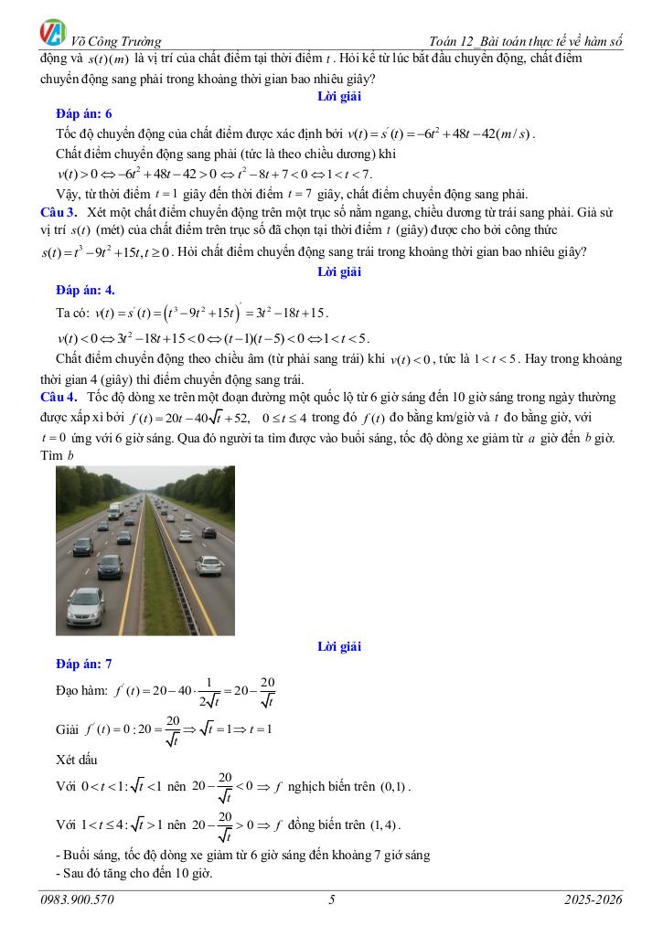 bài toán thực tế về hàm số môn toán 12 – võ công trường 5