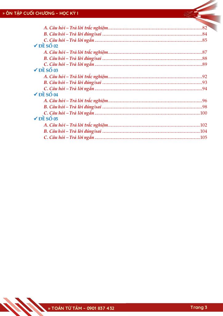 bộ đề đánh giá chất lượng cuối chương môn toán 11 học kỳ 1 3