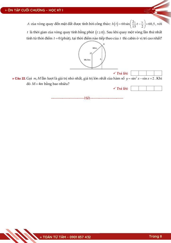 bộ đề đánh giá chất lượng cuối chương môn toán 11 học kỳ 1 8