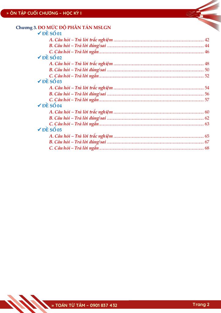bộ đề đánh giá chất lượng cuối chương môn toán 12 học kỳ 1 2
