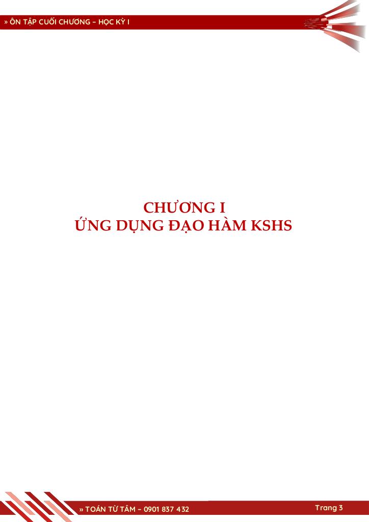 bộ đề đánh giá chất lượng cuối chương môn toán 12 học kỳ 1 3