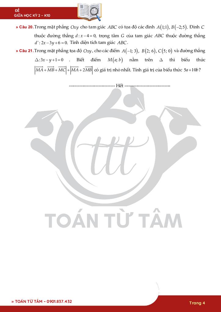 bộ đề kiểm tra giữa kỳ 2 toán 10 knttvcs năm học 2024 – 2025 4
