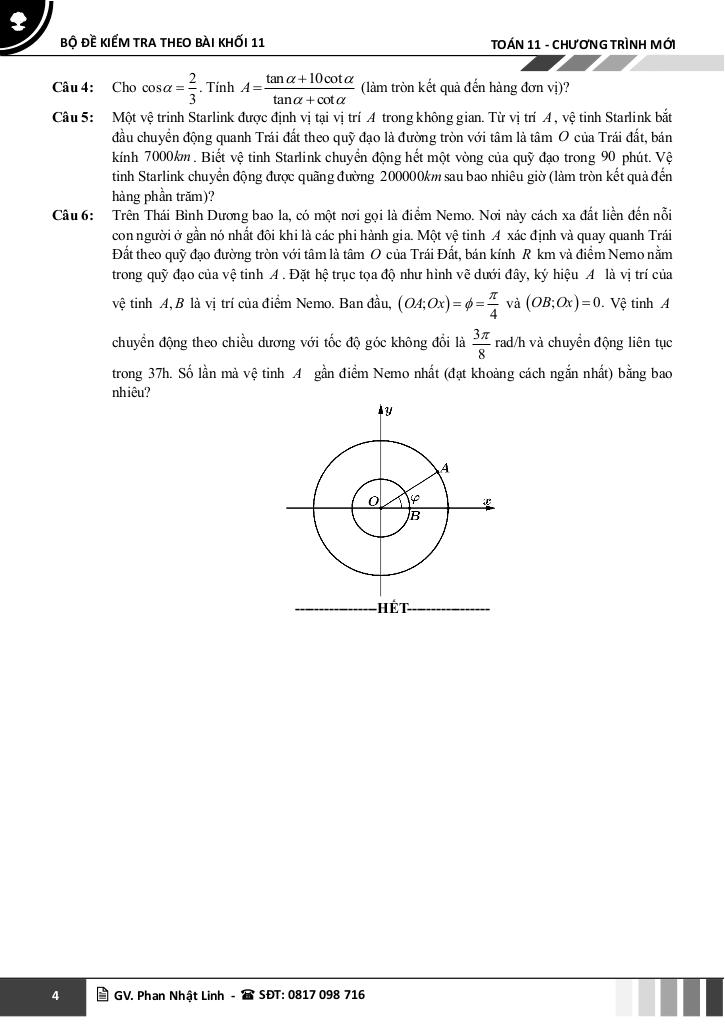 bộ đề kiểm tra theo bài học môn toán 11 học kì 1 chương trình mới 4