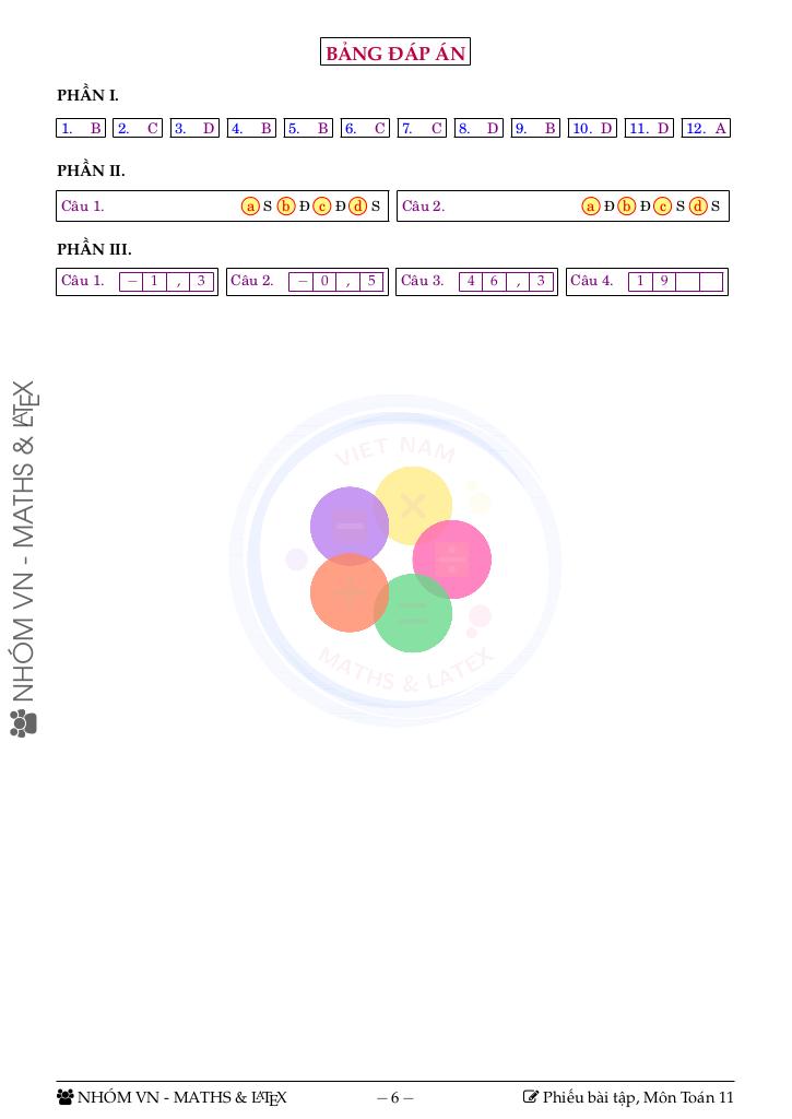 bộ đề kiểm tra theo bài học môn toán 11 học kì 1 có đáp án 9