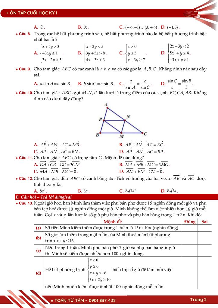 bộ đề ôn tập cuối học kỳ 1 môn toán 10 cánh diều năm học 2025 – 2026 2