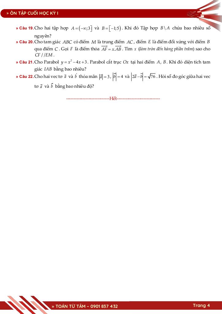 bộ đề ôn tập cuối học kỳ 1 môn toán 10 cánh diều năm học 2025 – 2026 4
