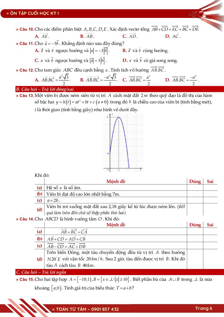 bộ đề ôn tập cuối học kỳ 1 môn toán 10 cánh diều năm học 2025 – 2026 6