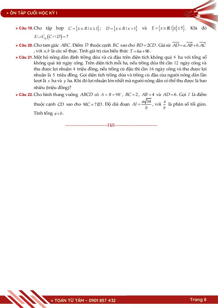 bộ đề ôn tập cuối học kỳ 1 môn toán 10 cánh diều năm học 2025 – 2026 8