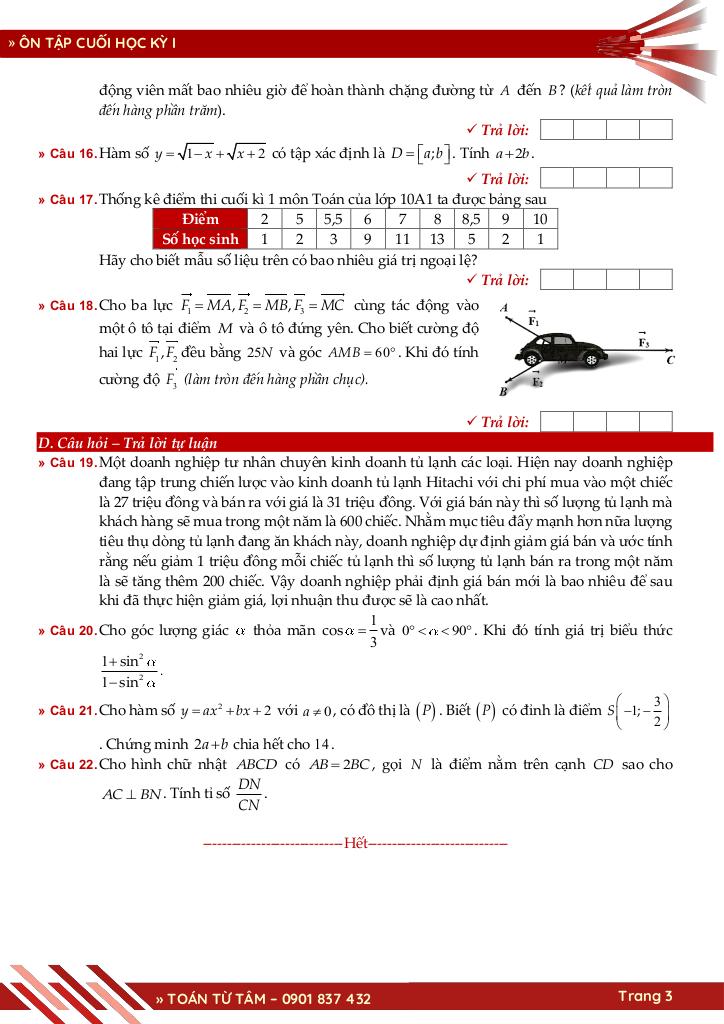 bộ đề ôn tập cuối học kỳ 1 môn toán 10 ctst năm học 2025 – 2026 3