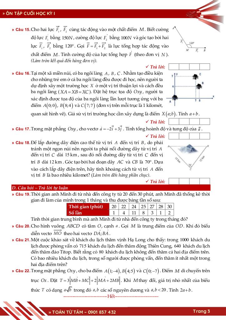 bộ đề ôn tập cuối học kỳ 1 môn toán 10 knttvcs năm học 2025 – 2026 3