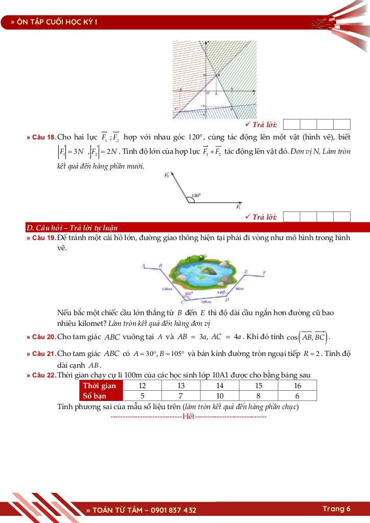 bộ đề ôn tập cuối học kỳ 1 môn toán 10 knttvcs năm học 2025 – 2026 6