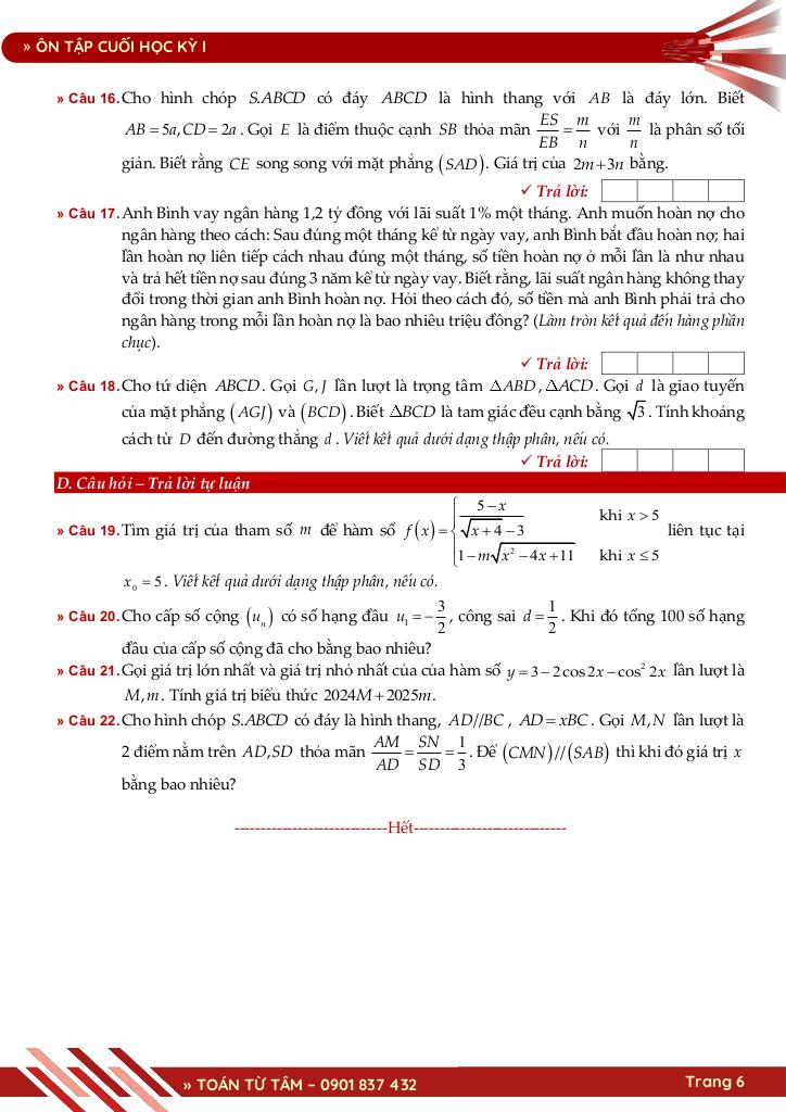 bộ đề ôn tập cuối học kỳ 1 môn toán 11 cánh diều năm học 2025 – 2026 6