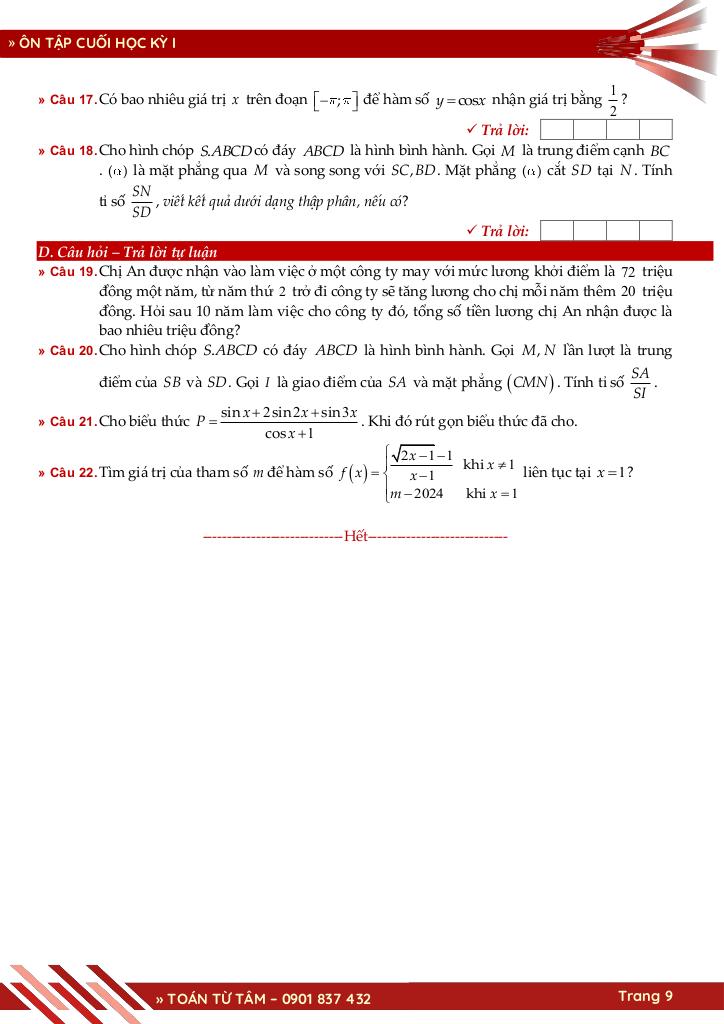 bộ đề ôn tập cuối học kỳ 1 môn toán 11 cánh diều năm học 2025 – 2026 9