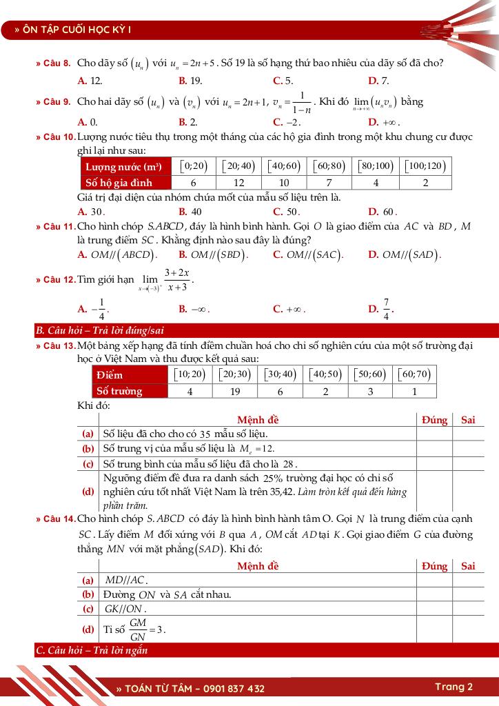 bộ đề ôn tập cuối học kỳ 1 môn toán 11 knttvcs năm học 2025 – 2026 2